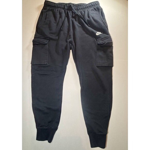 Nike Sportswear Club Fleece Cargo Joggers Pants Black Men's L - Picture 1 of 7
